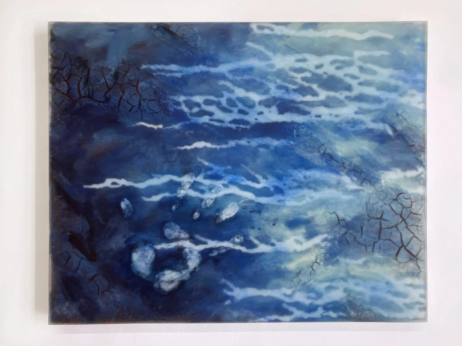 Wojtowka, acrylic, marble dust, filler and epoxy resin on canvas, 50 × 40 cm, 2025