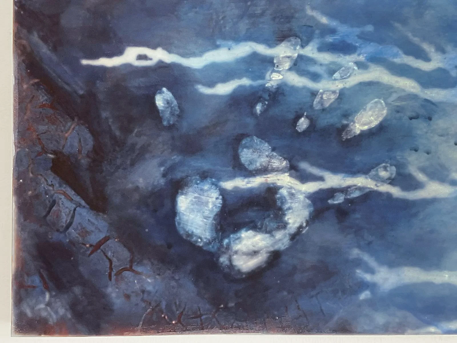Wojtowka, acrylic, marble dust, filler and epoxy resin on canvas, 50 × 40 cm, 2025