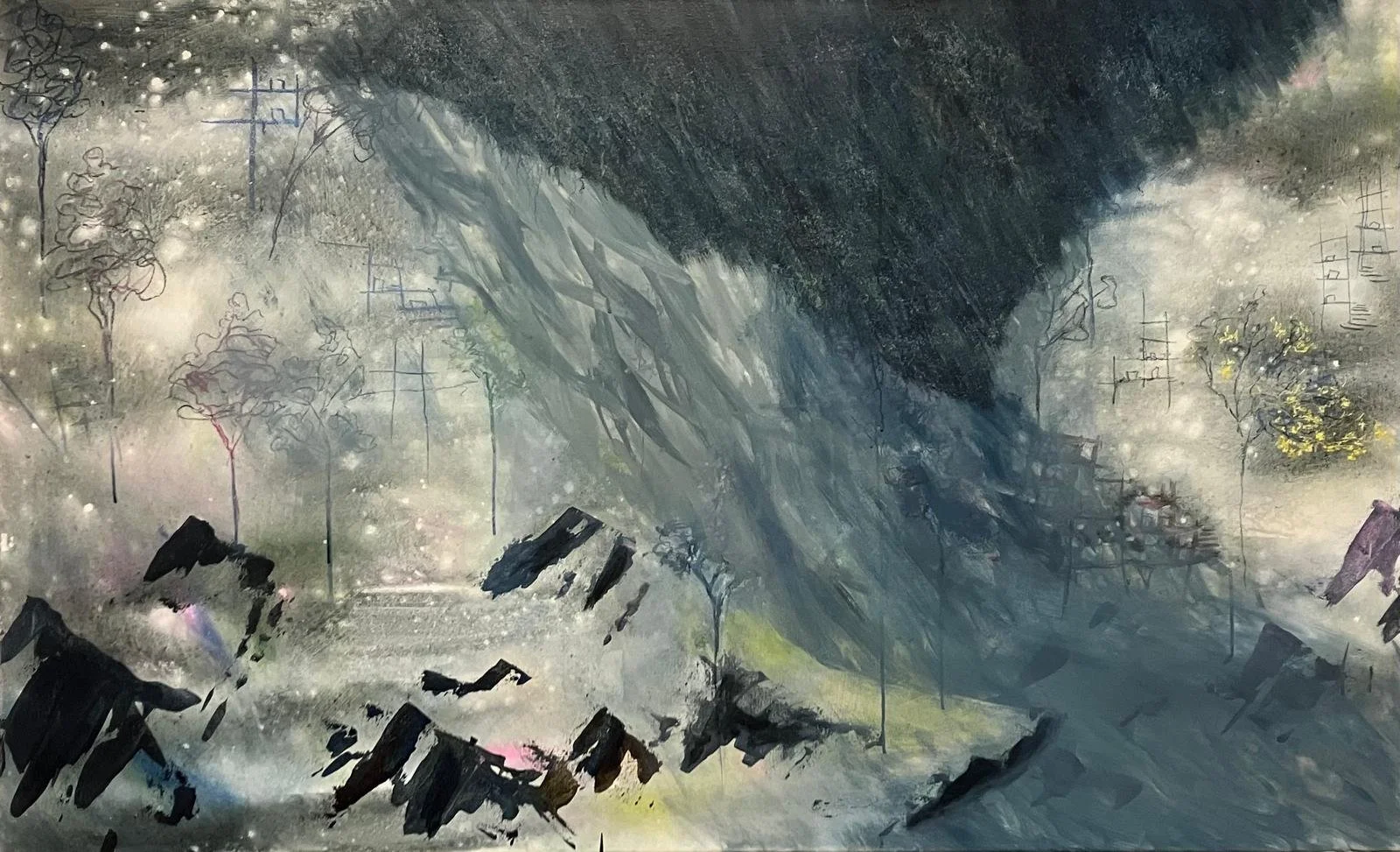 Work in Progress VIII, 155 × 95 cm, mixed media on canvas, 2026