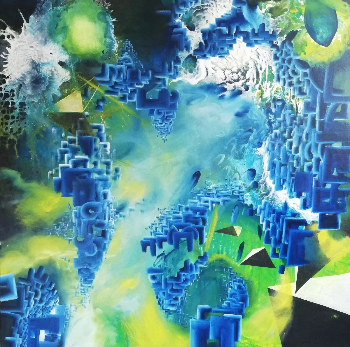 2b4, acrylic and oil on canvas, 100 × 100 cm, 2020