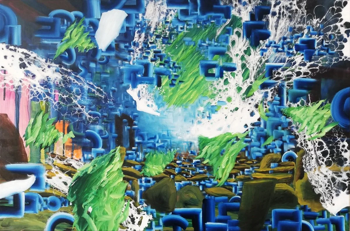 n8, acrylic and oil on canvas, 90 × 60 cm, 2019