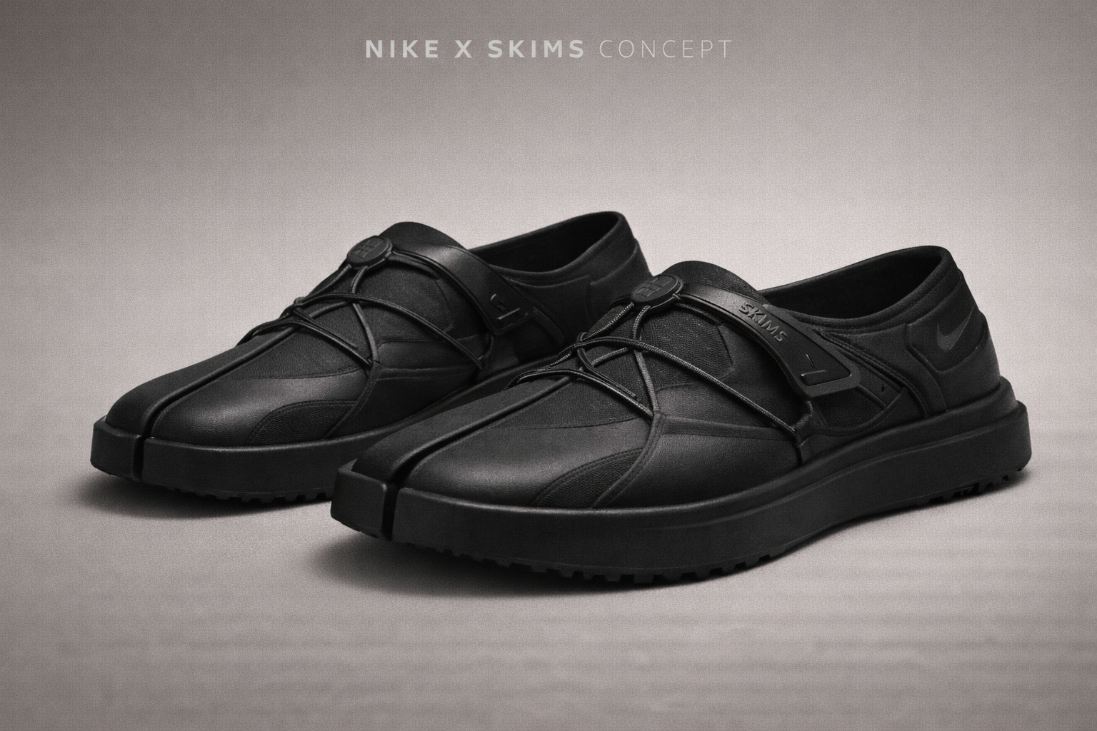 The goal was to move away from a strictly athletic shape and create a hybrid between a loafer and a performance sneaker.
Combining Nike’s technical design language with Skims’ sculpted, body-contouring aesthetic.