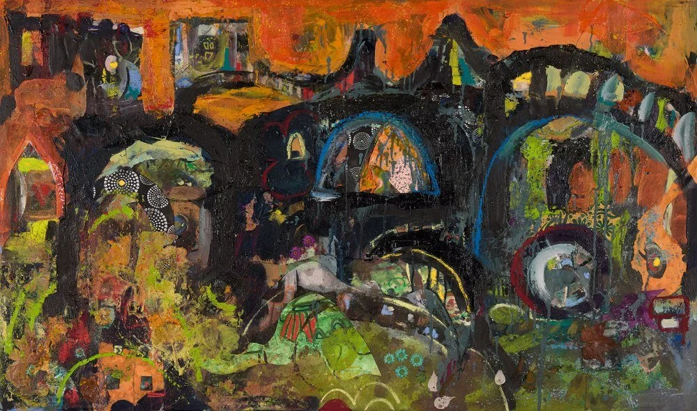 Edinburgh Bridges
 
Mixed media on canvas 5x4ft