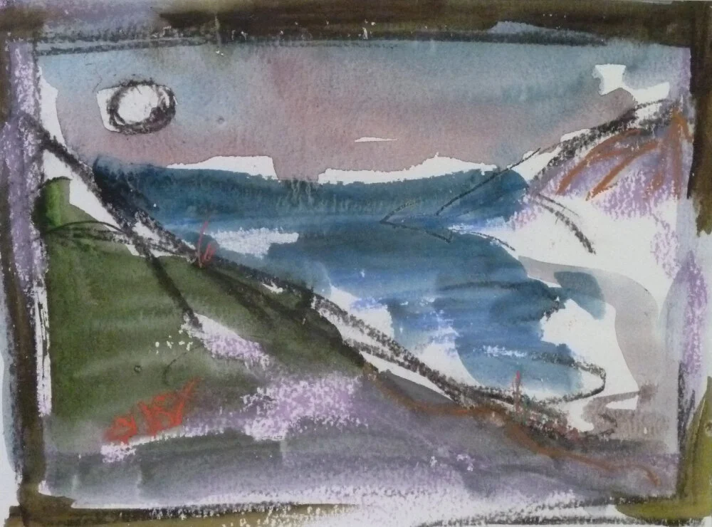 Druidstone Blues
 
Watercolour, 480 x 420 mm including frame