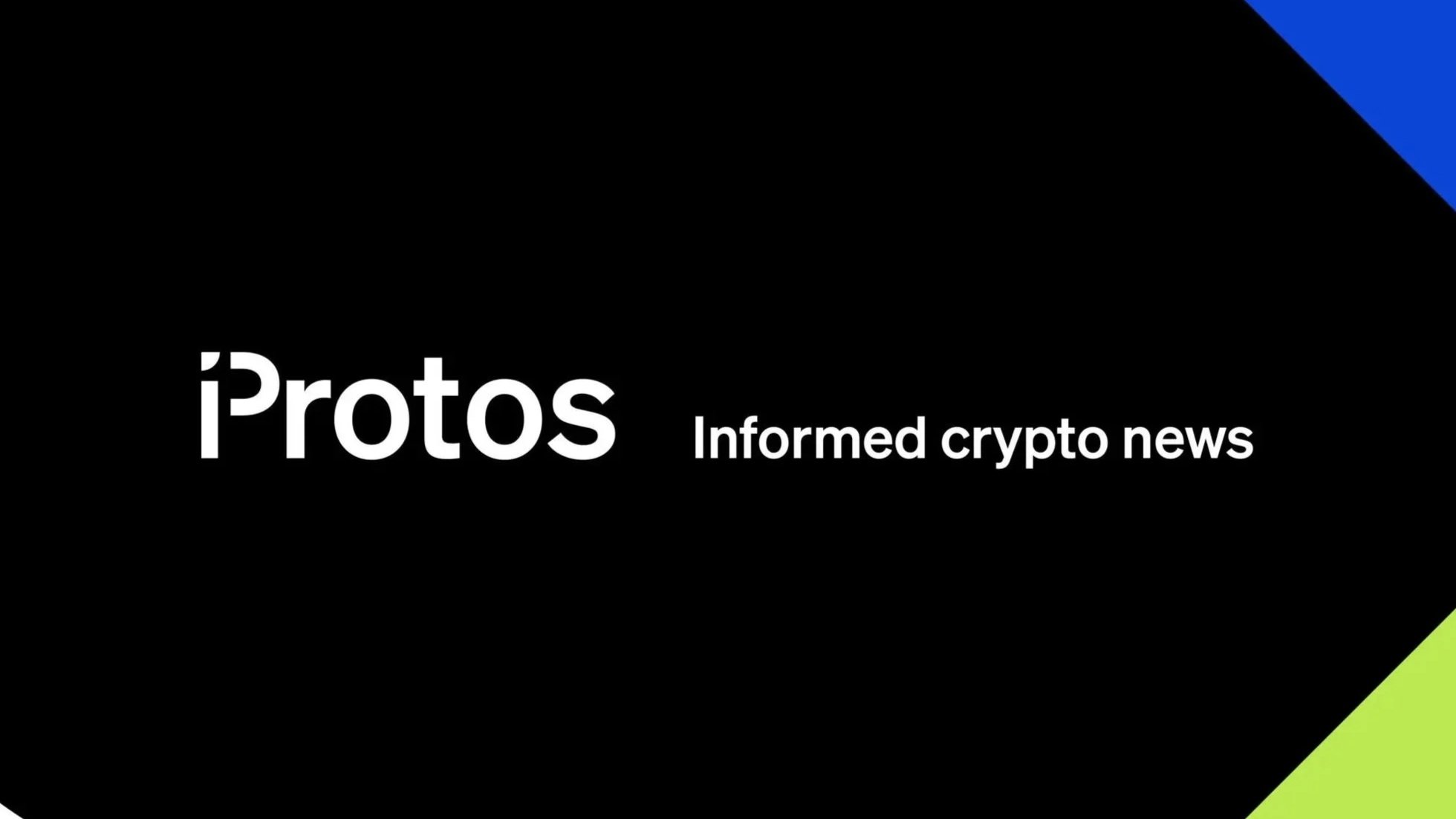 Logo for iProtos, a website providing informed crypto news, with a black background, blue and green accents.