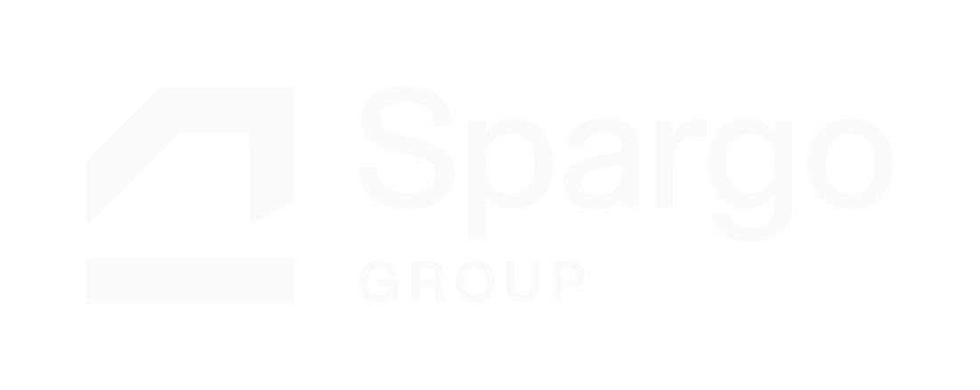 Black background with white logo of the Spargo Group, featuring a stylized arrow design and the company name in bold letters.
