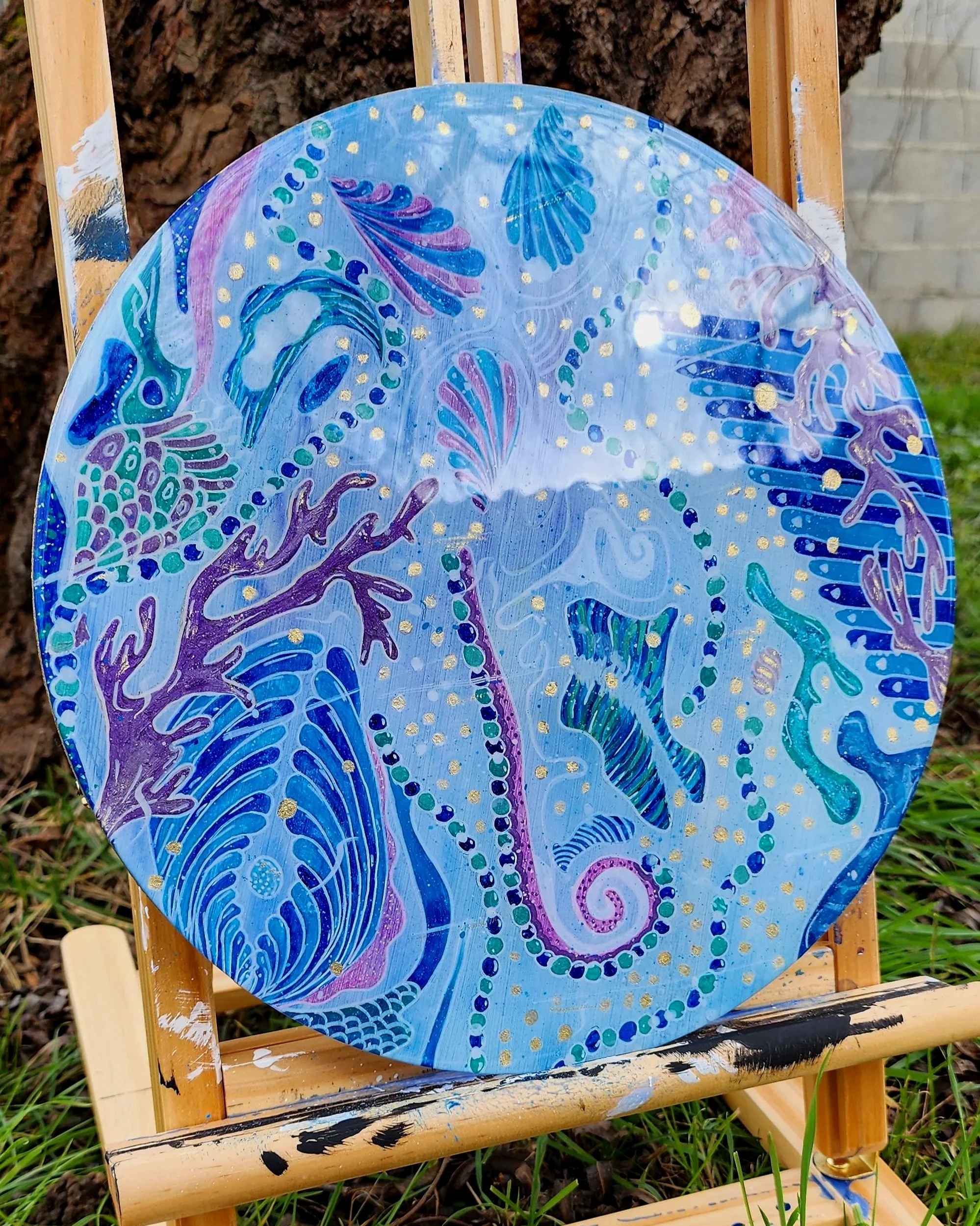 Peinture acrilyque, "EAU". Elaura Donnadieu, graphiste, illustratrice et artiste peintre.