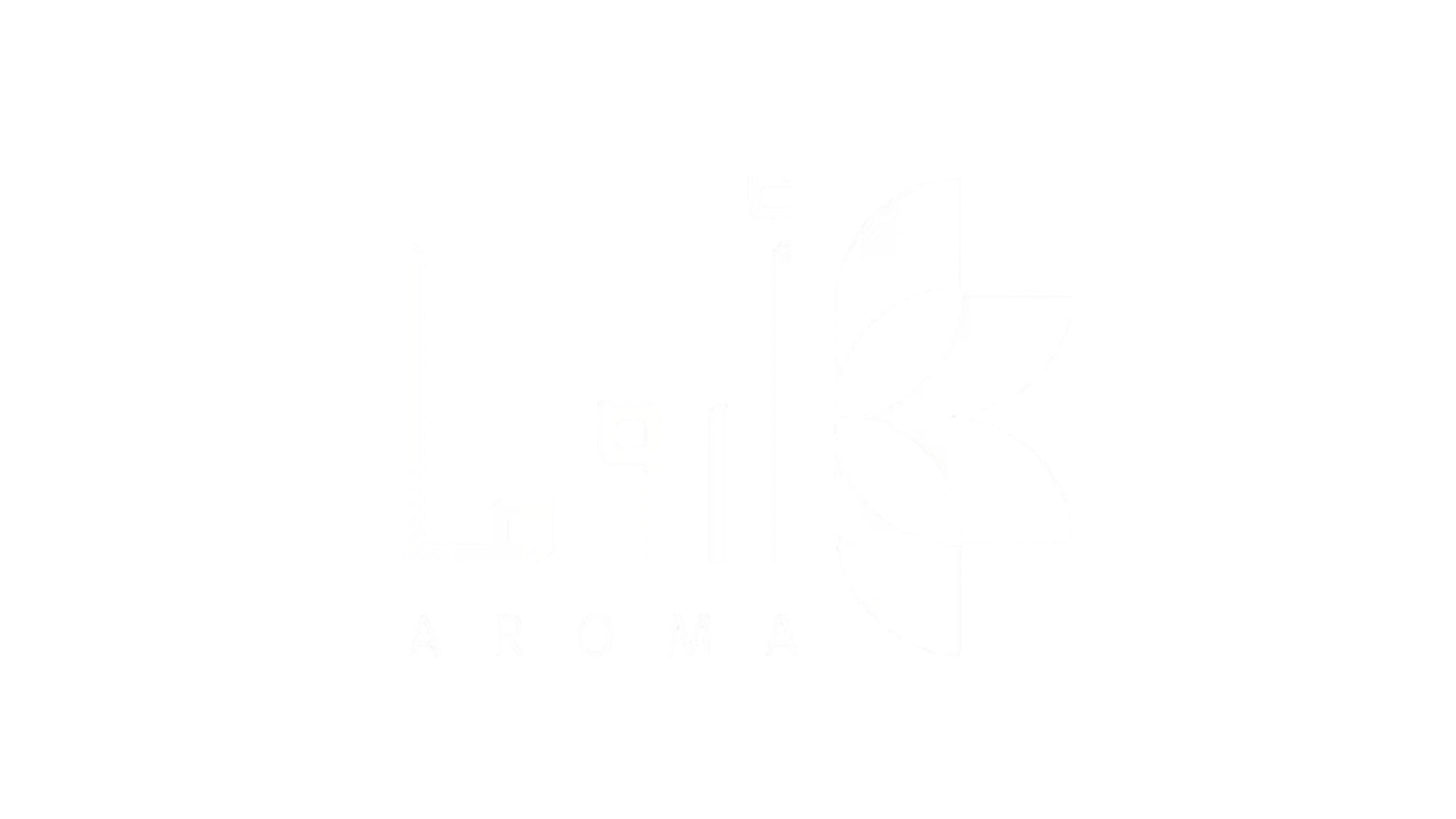 Logo of Lila Aroma, featuring stylized white text and a graphic of leaves on a black background.