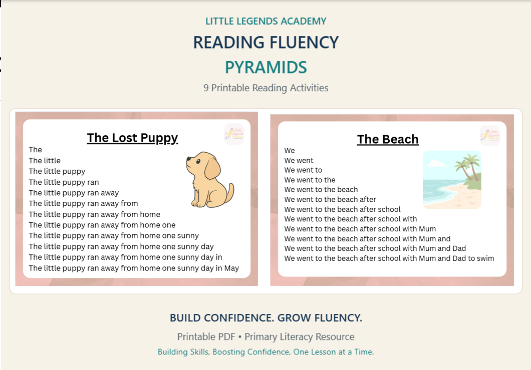 Little Legends Reading Fluency Pyramid Bundle