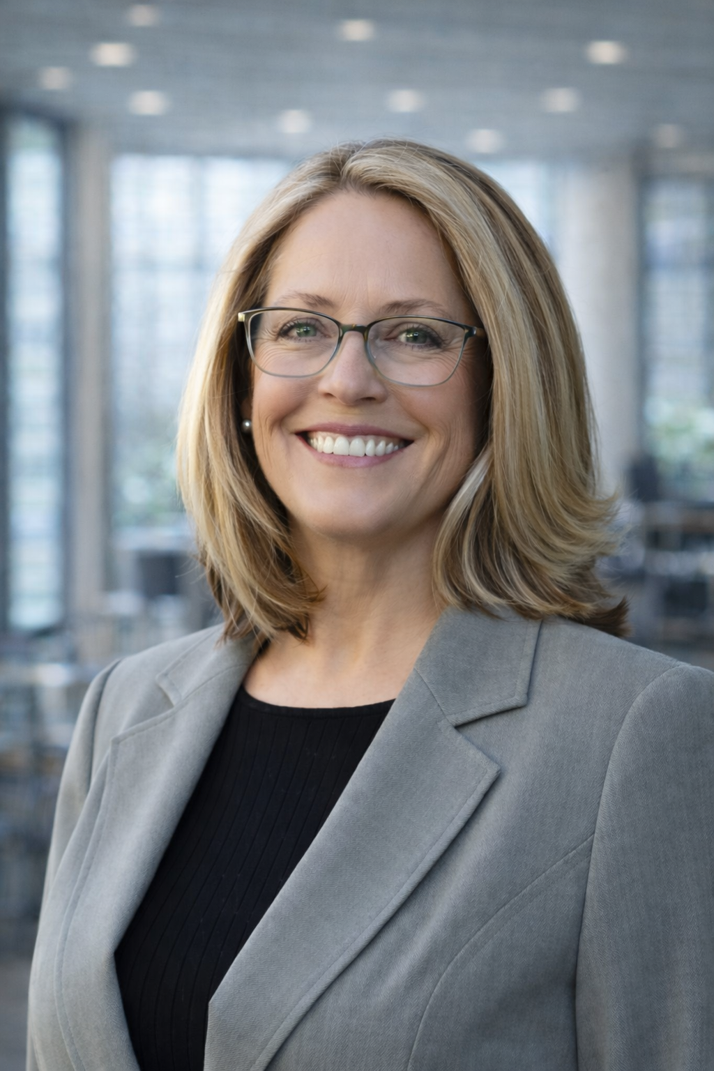 Julie Anderson ni gray jacket