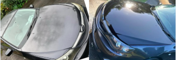 Before and after paint correction tweed dent repairs