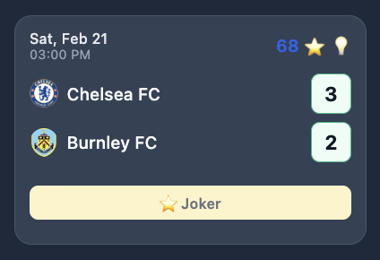 Feeling confident? Play your Joker for double points!