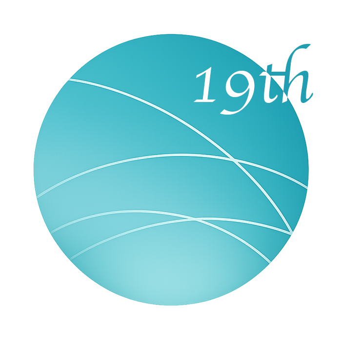 Close-up of a pie chart with multiple slices in shades of blue and white, with the number '19' visible.