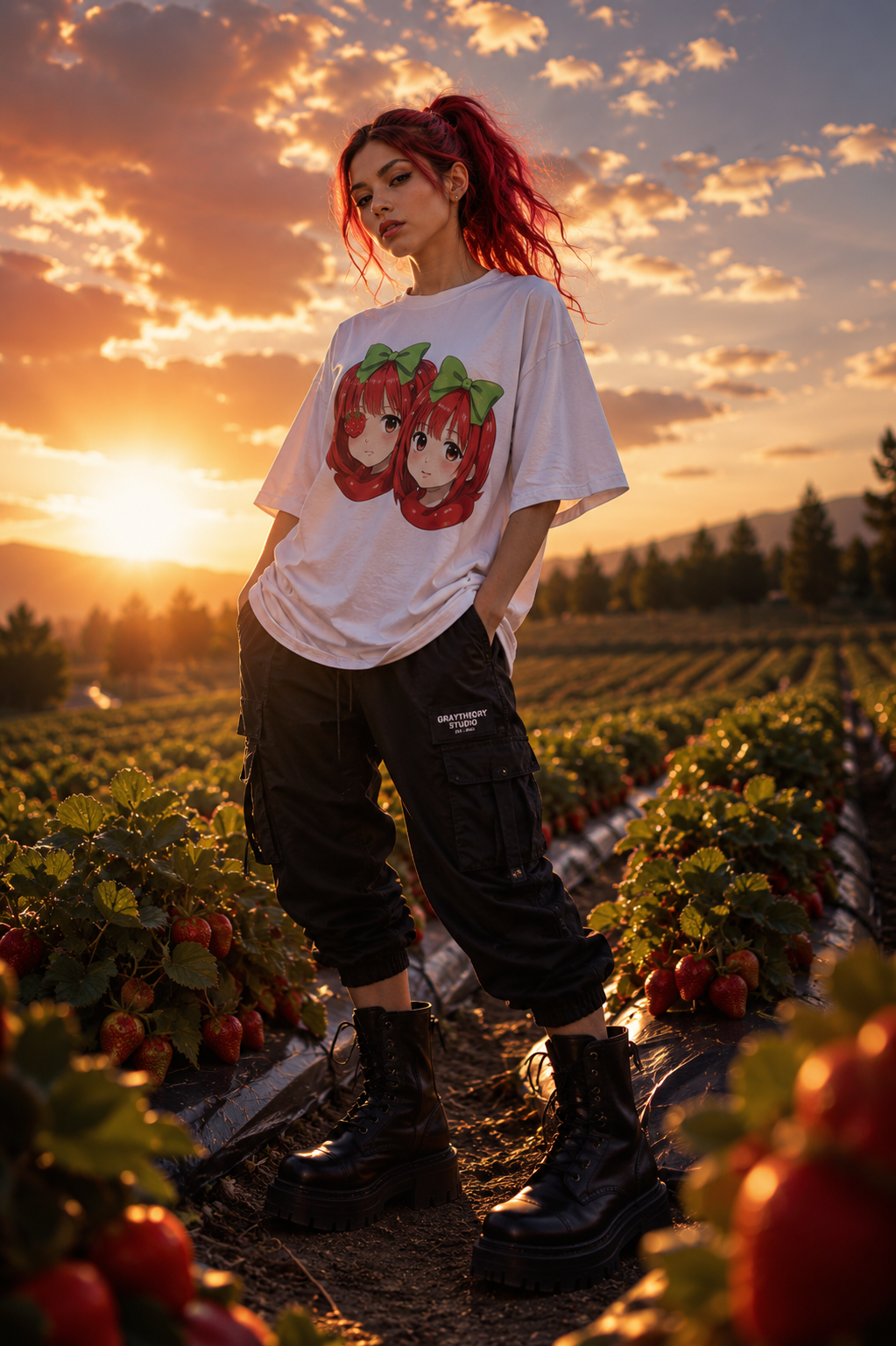 PLAYERA OVERSIZE STRAWBERRY  TWINS