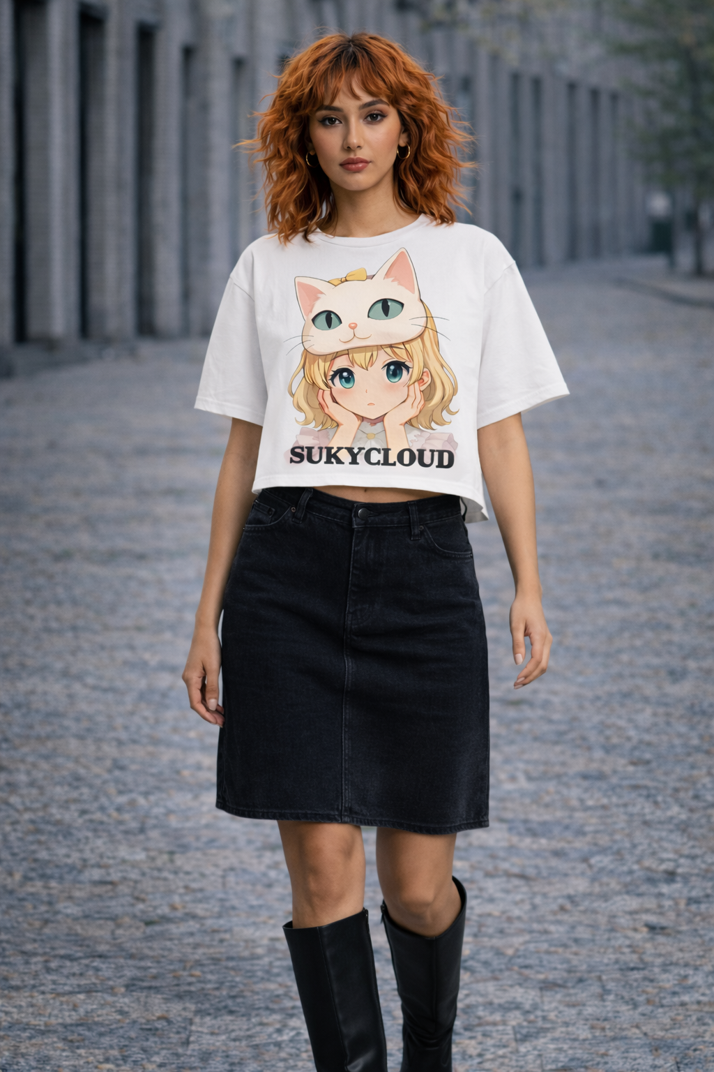 PLAYERA OVER-CROP ESTAMPADO MANGA URBANO