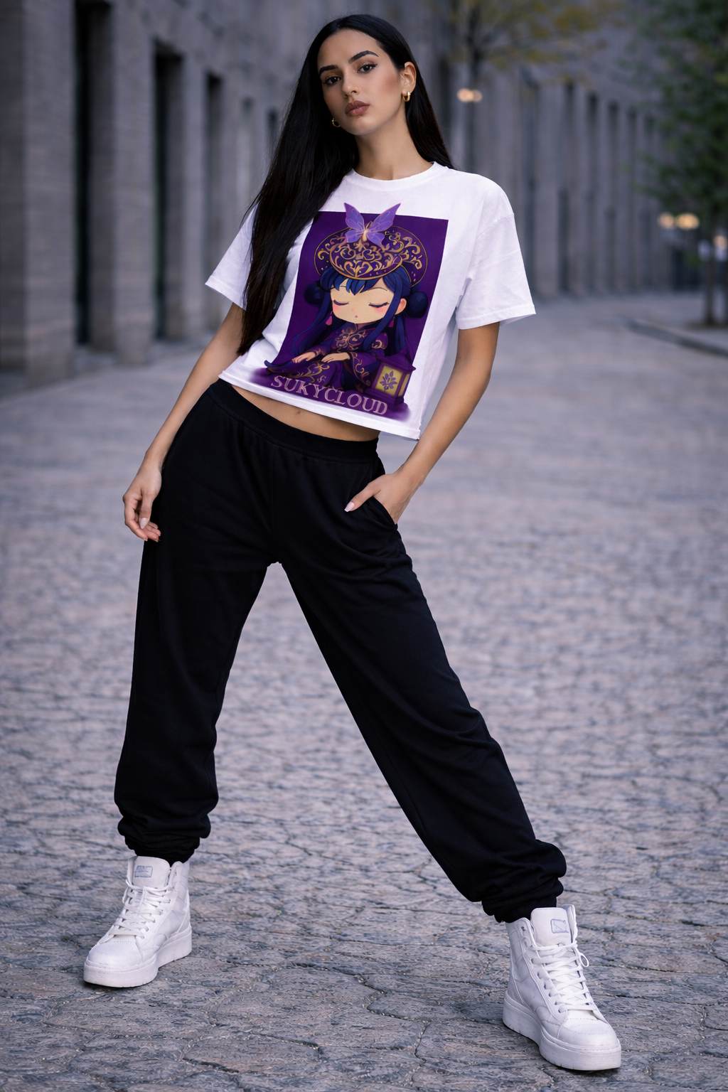 PLAYERA OVER-CROP ESTAMPADO MANGA URBANO