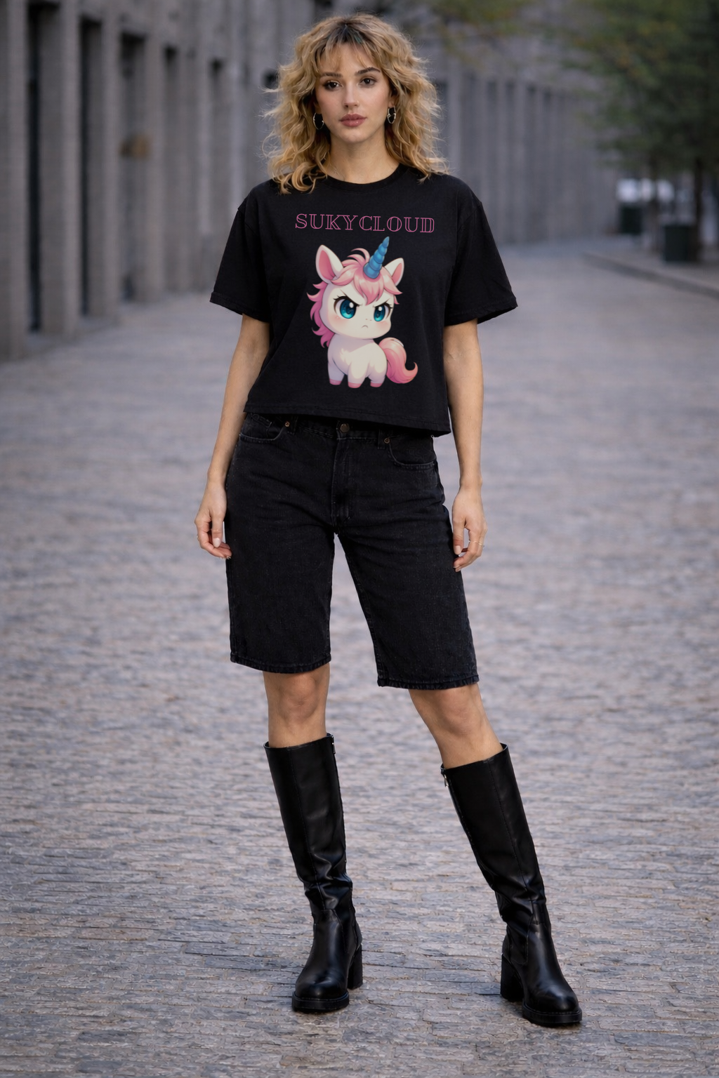 PLAYERA OVER-CROP ESTAMPADO MANGA URBANO