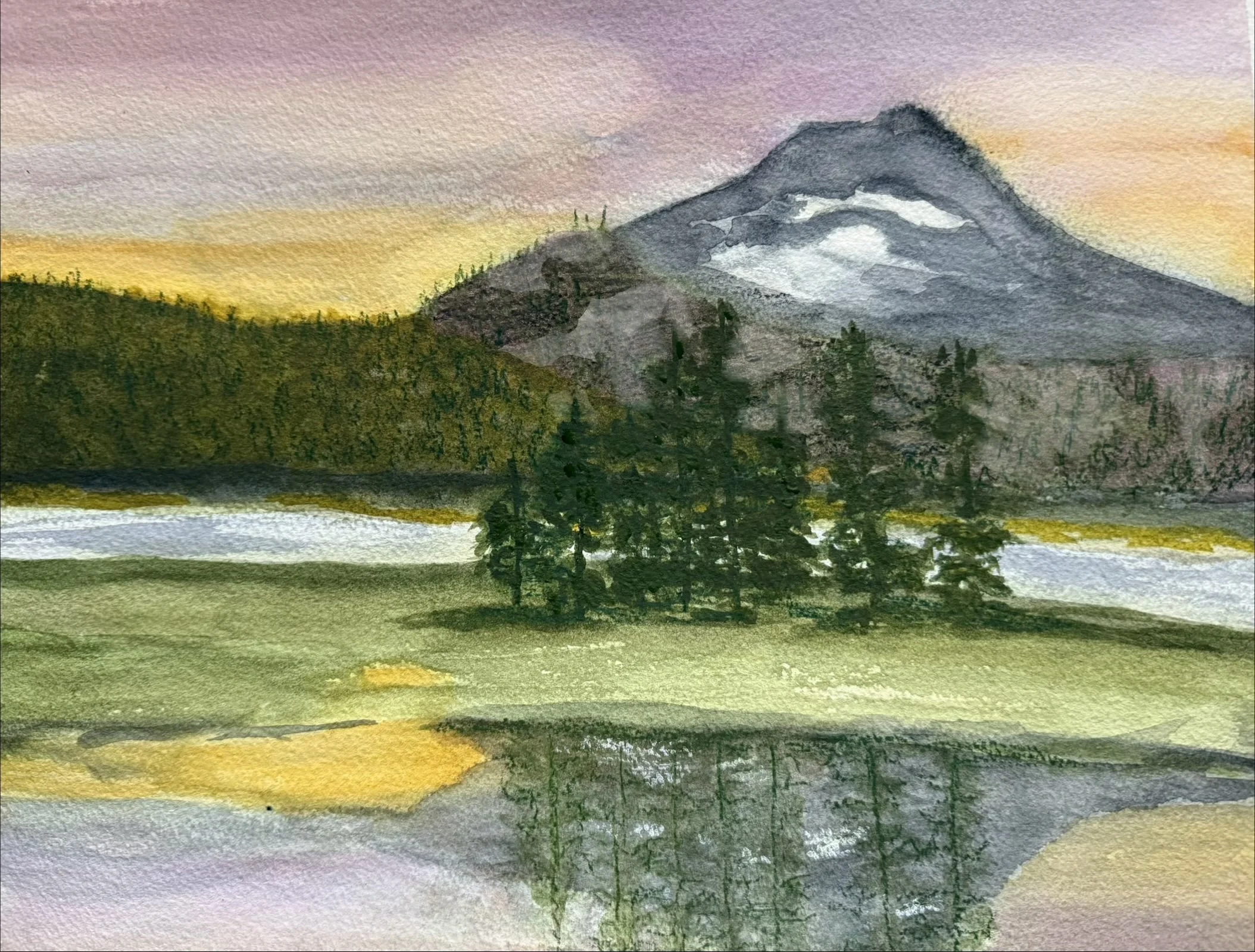 Sparks Lake Sunset, Cascade mountain, Mt Bachelor.  WC