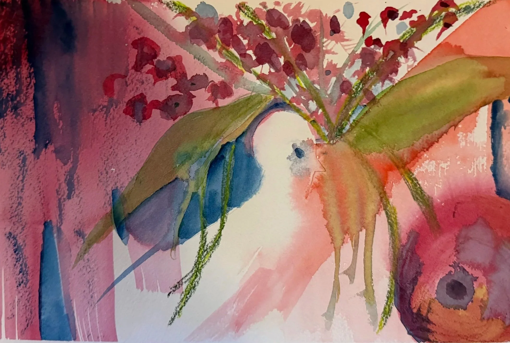 Peeping Hen, Watercolor