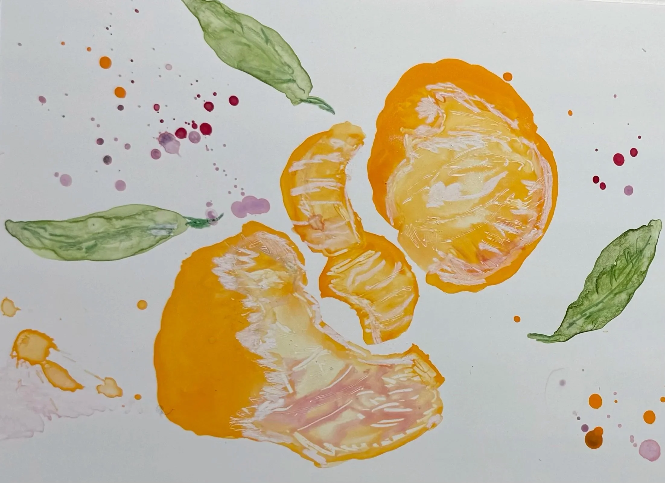 sliced nectarine on Yupo. Wc.