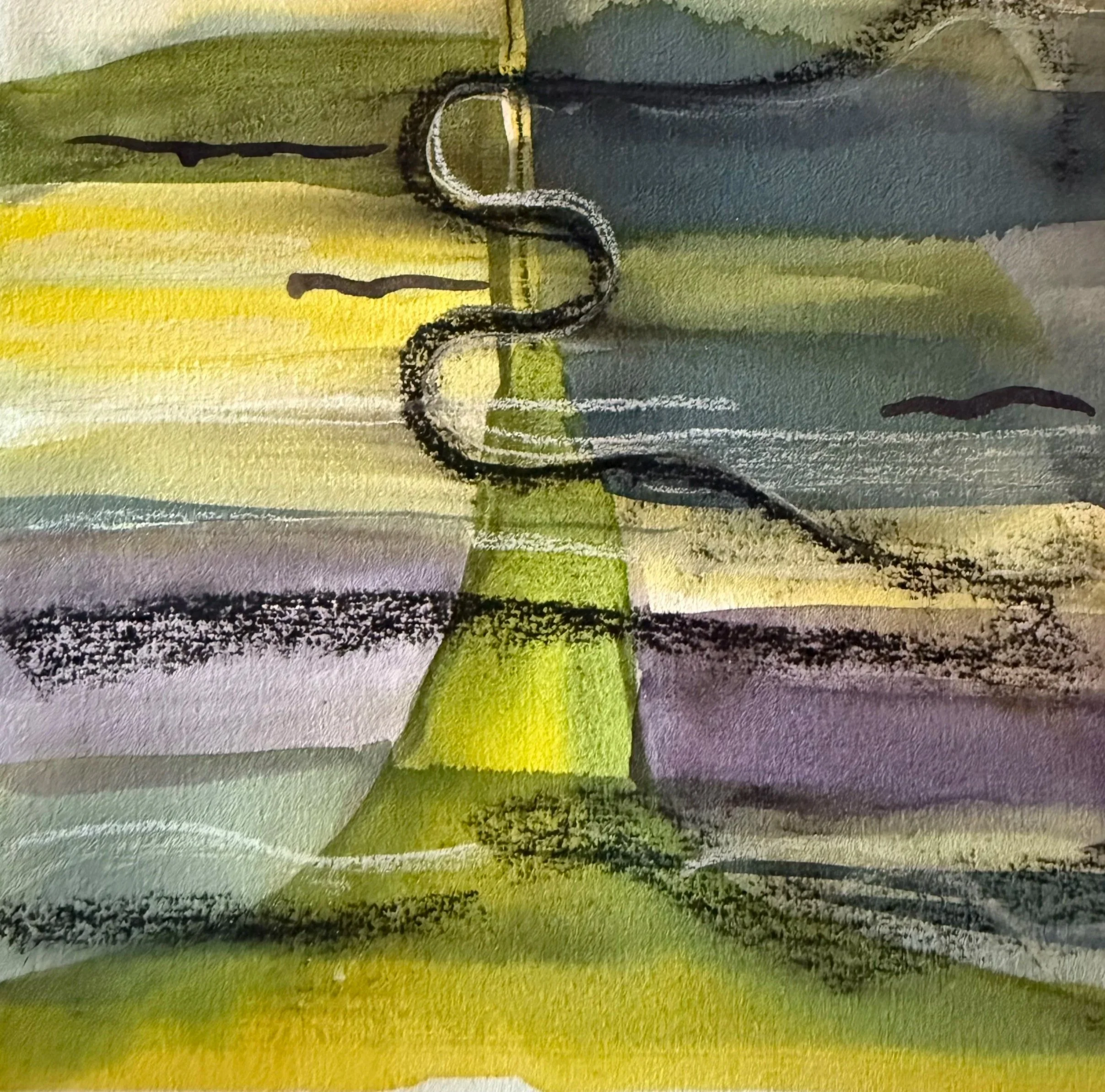 Smoked,  Abstract WC with charcoal