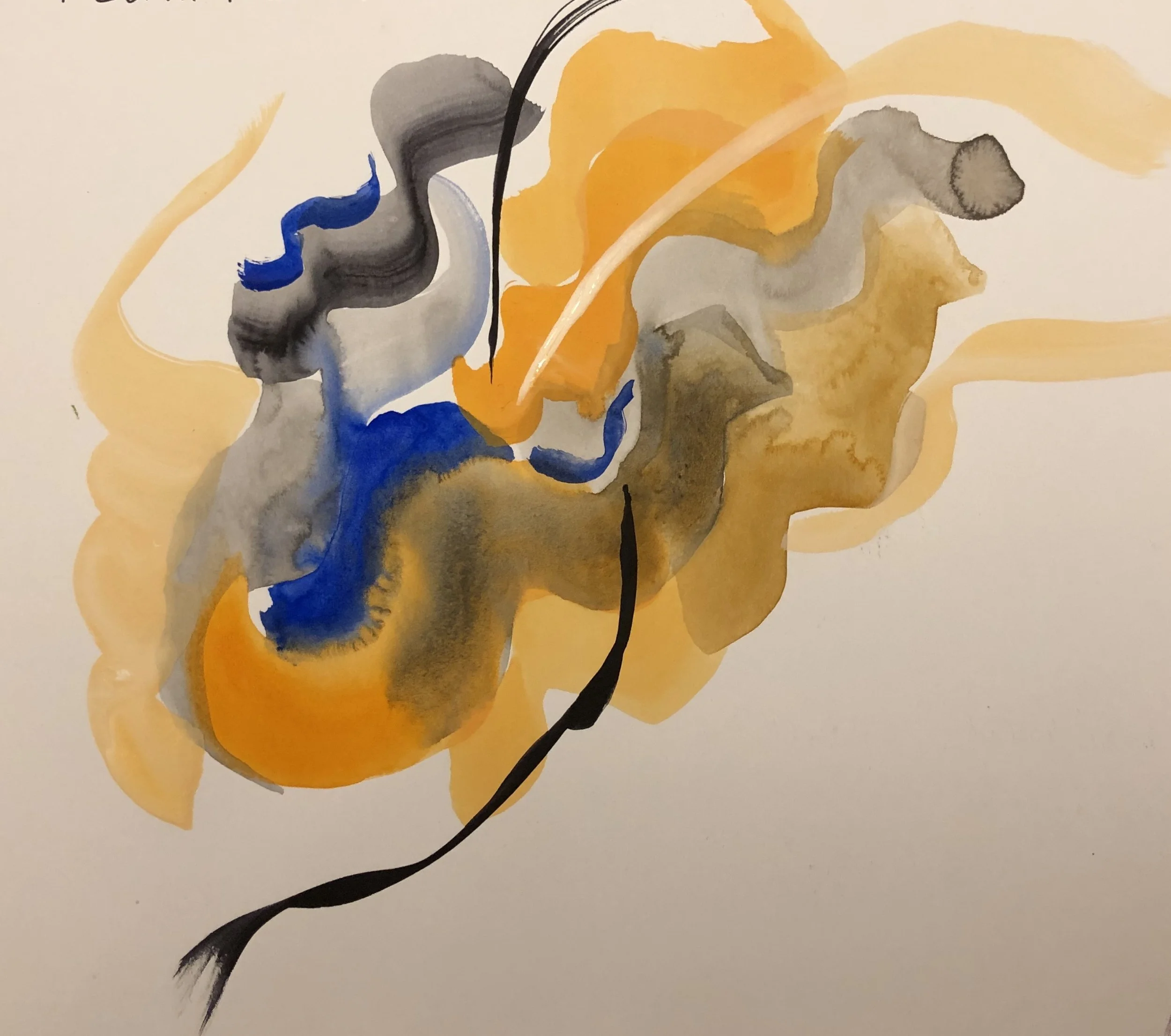 Butterfly emerging; WC abstract