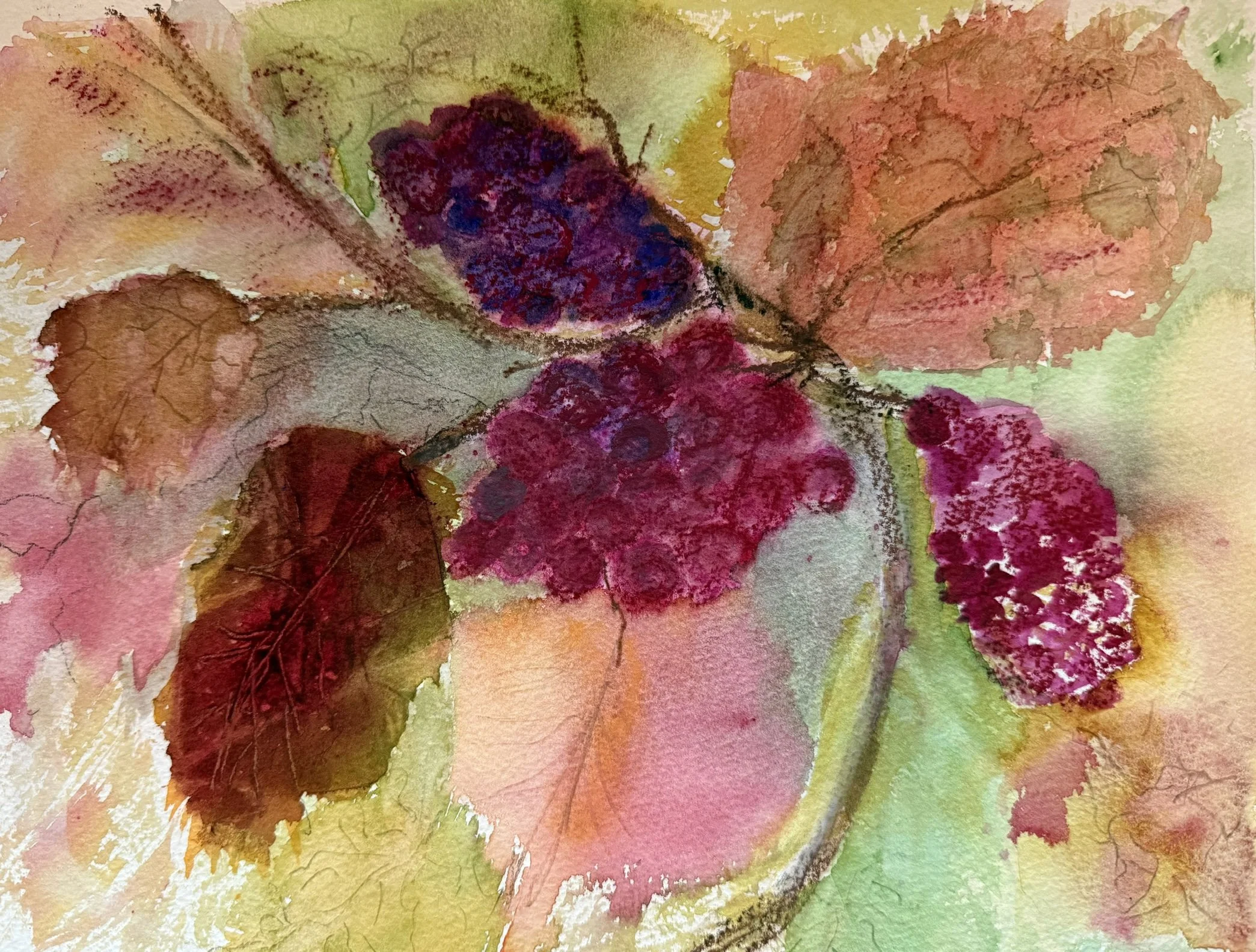 Fall Grape vines, Watercolor still life