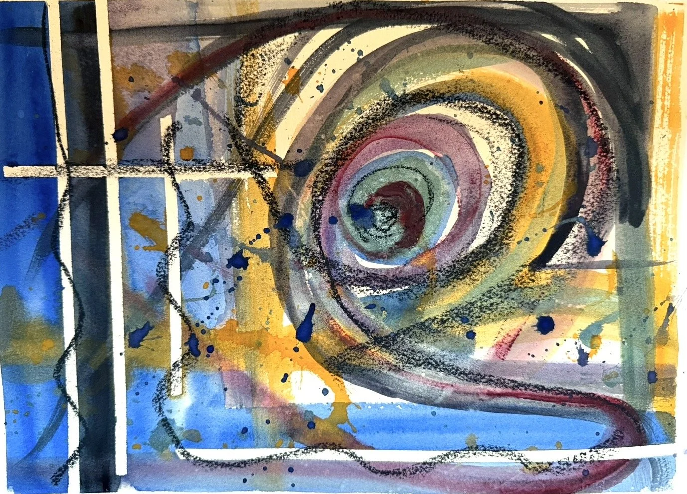 Baroque Concerto,  watercolor and charcoal