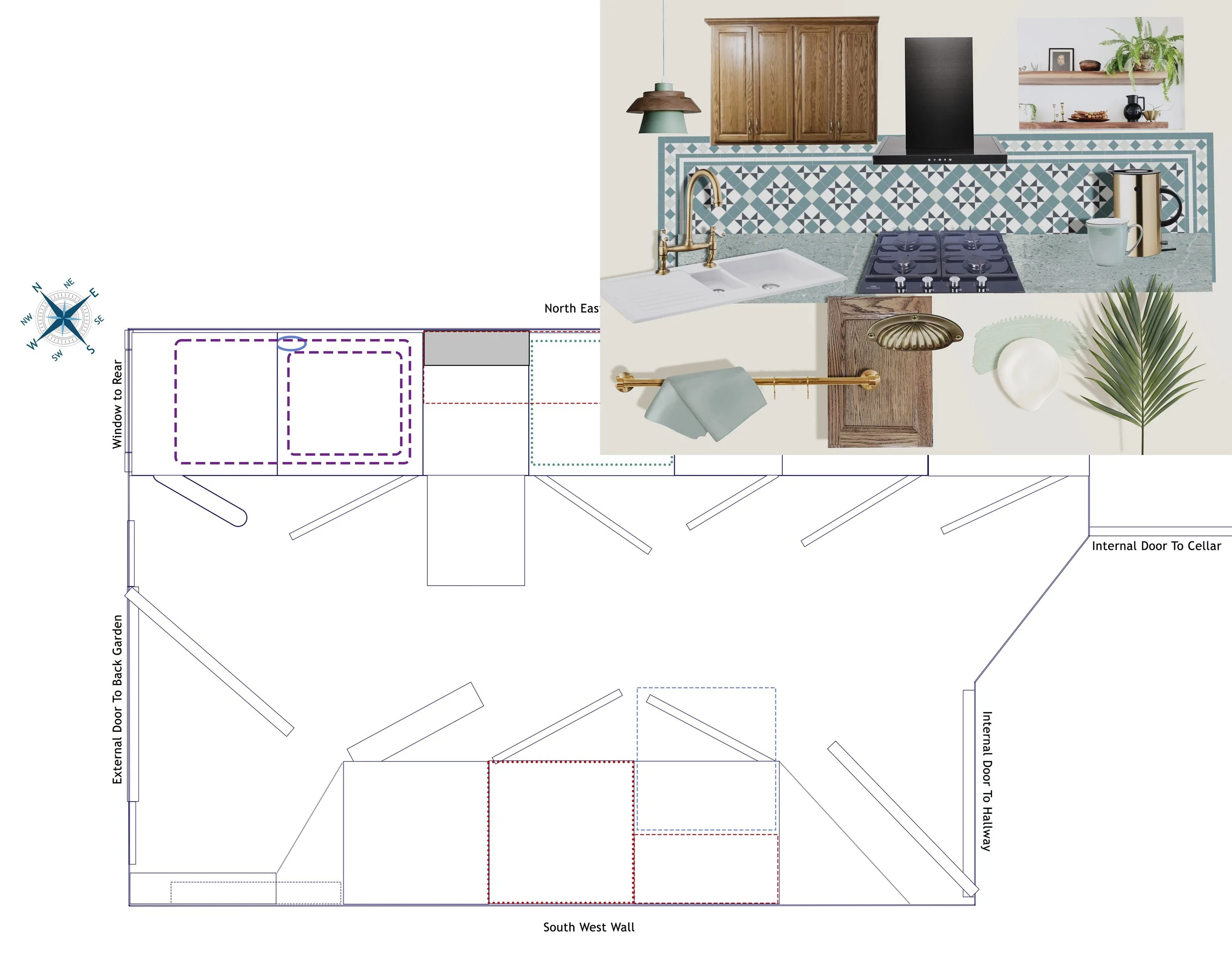 Victorian kitchen layout and materials