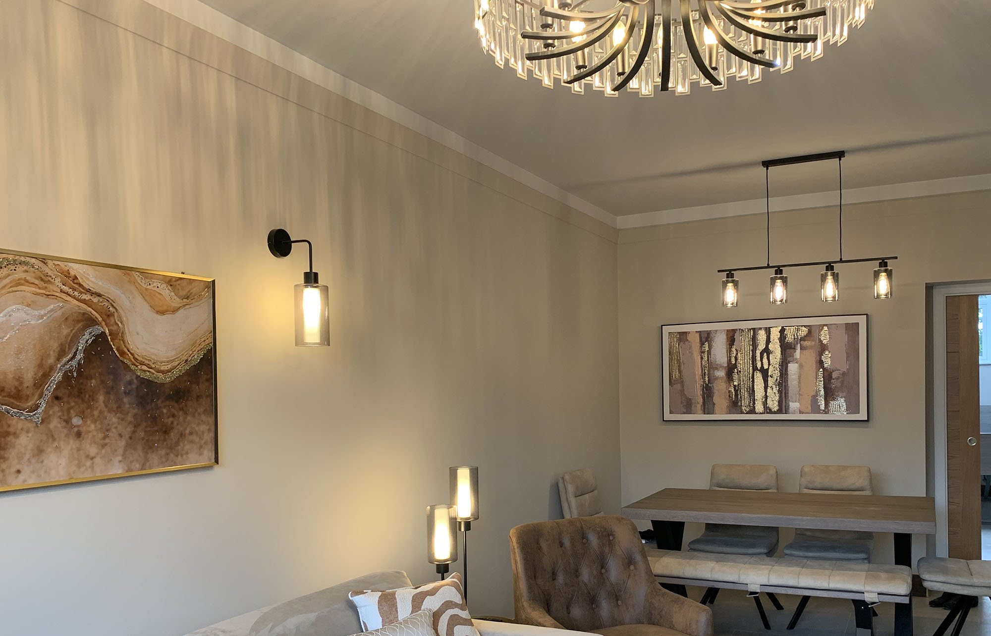 Ribbed glass light fittings