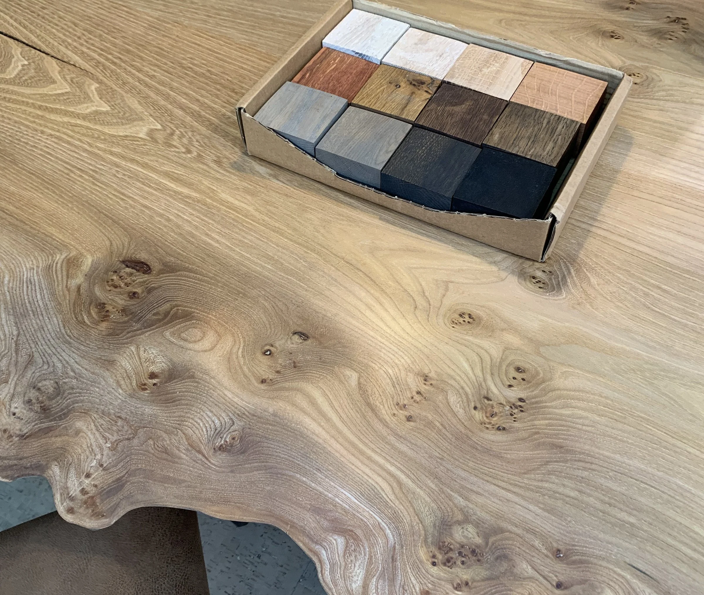 Reclaimed wood tabletop at Decorex 2024