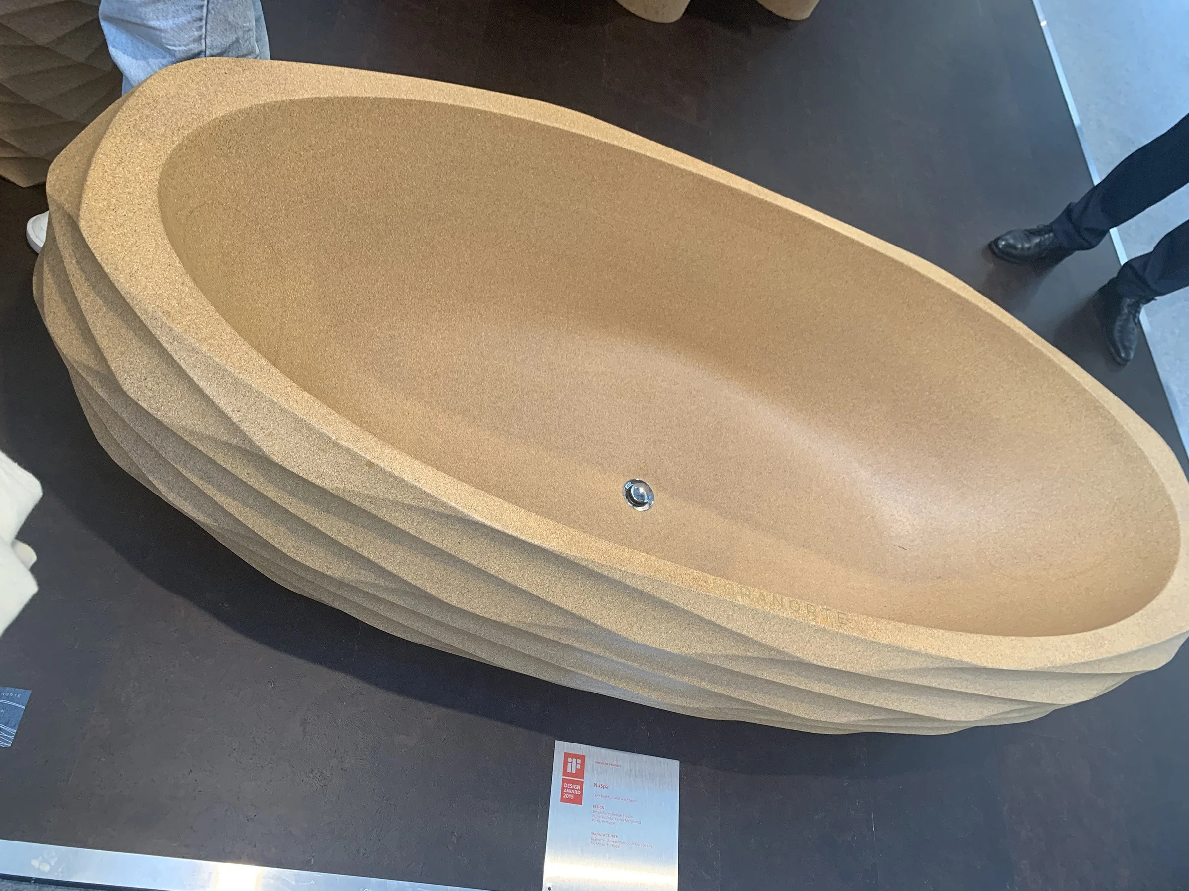 Bath tub made from cork, at Decorex 2024