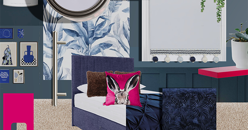 Contemporary blue bedroom design