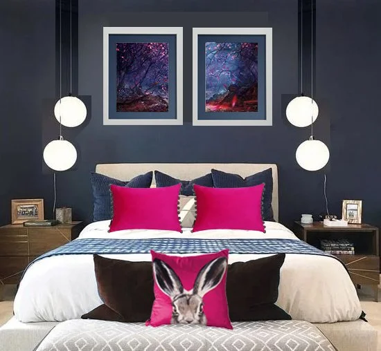 Contemporary blue bedroom visualisation