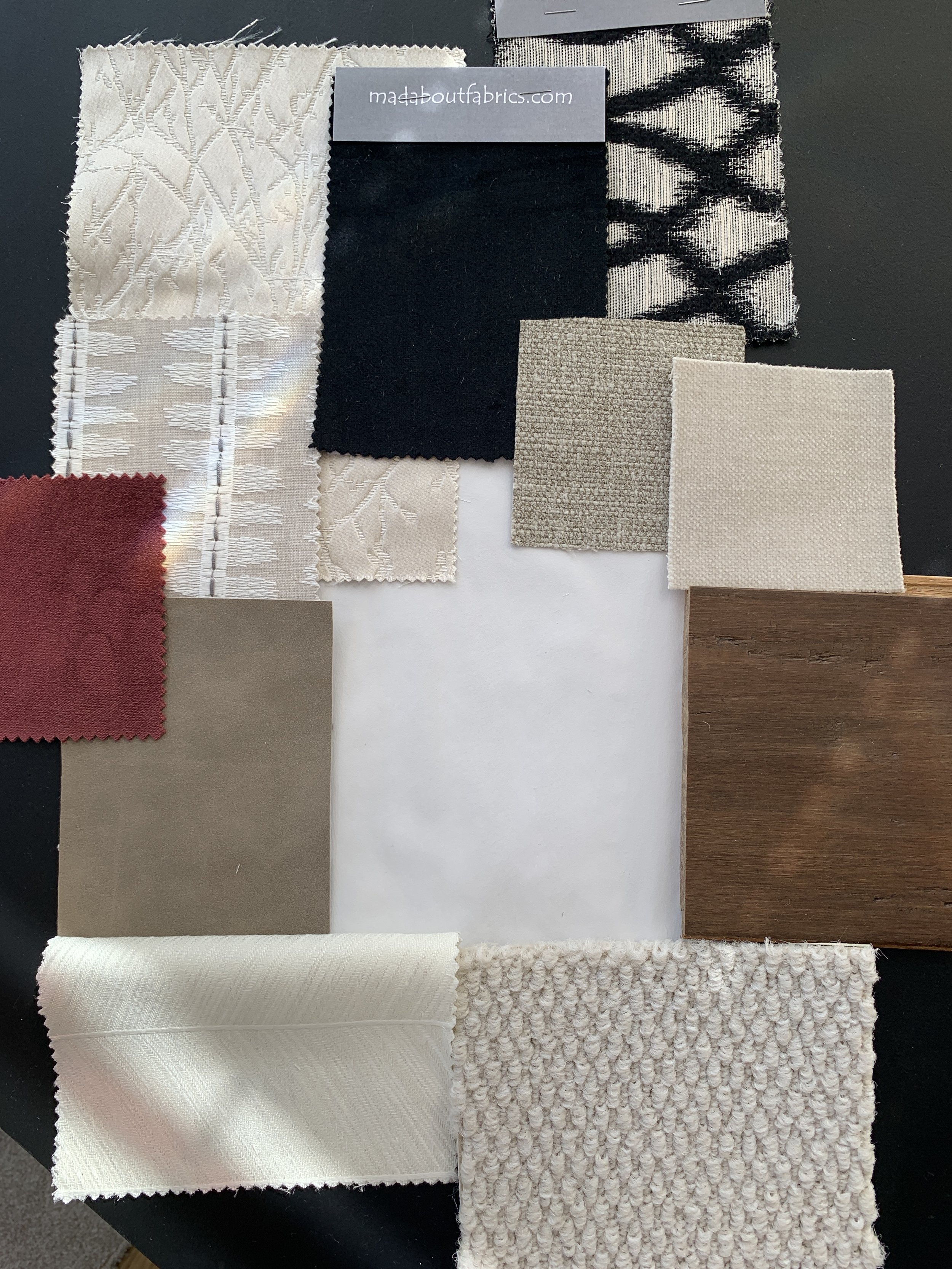 Materials board for an interior design project