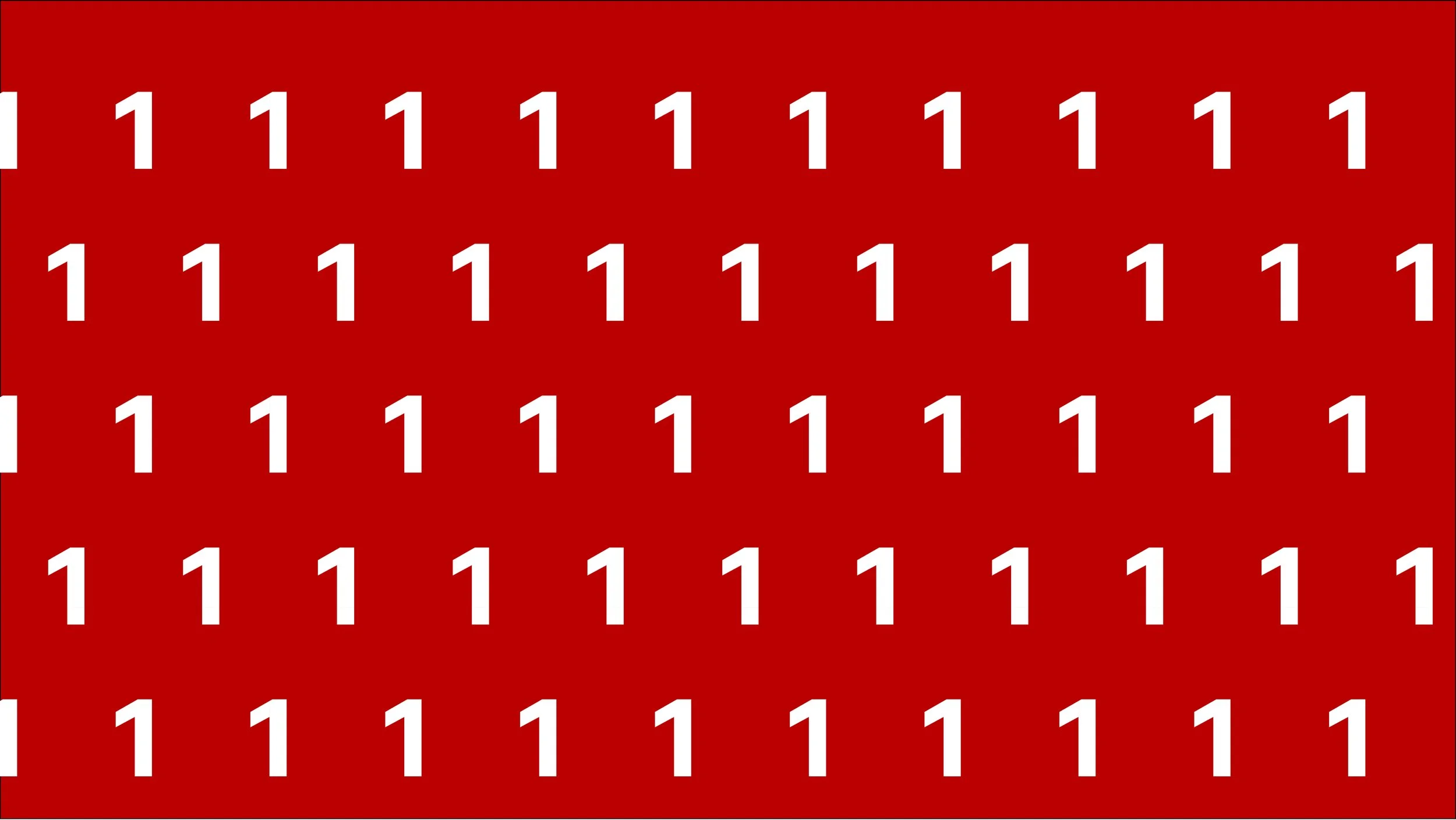 Repeated pattern of the number one on a red background.