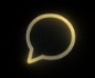 Glowing speech bubble icon on a dark background.