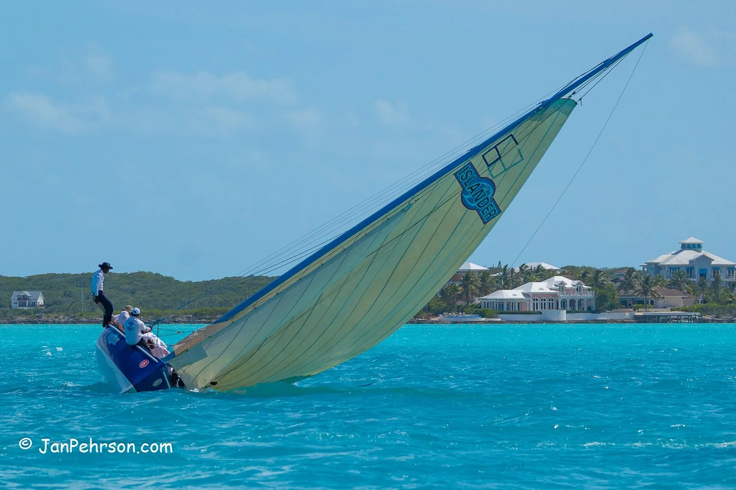 April 2026, George Town, Bahamas, National Family Island Regatta, B-Class, Ants Nest II, from Ragged Island
