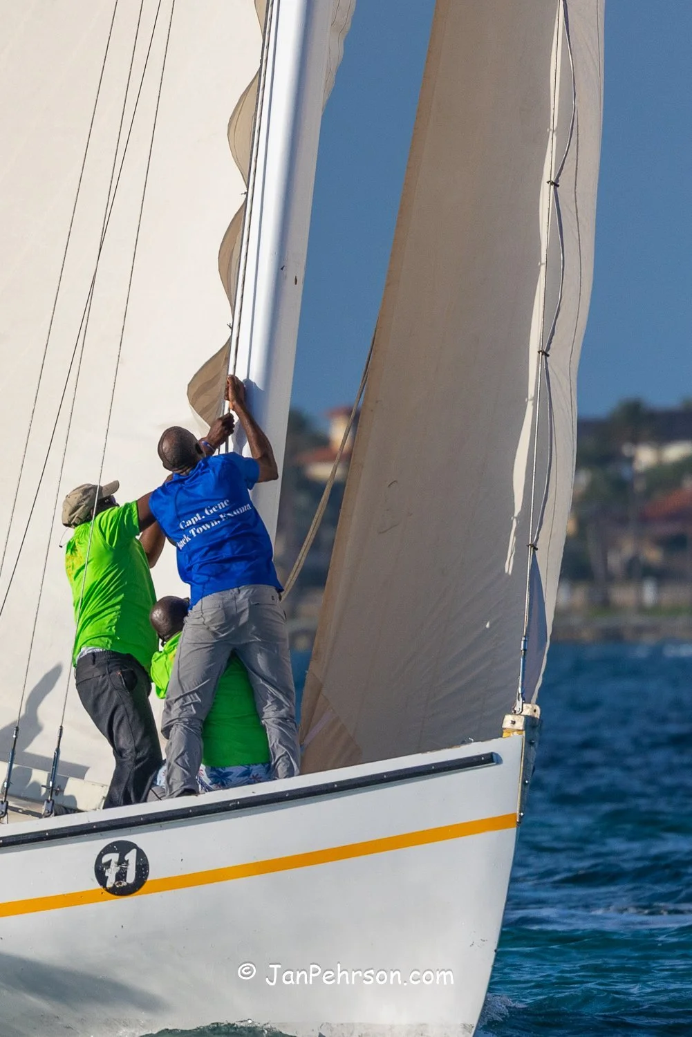 December 2025, Nassau, Bahamas, Best of the Best Regatta, A-Class, Captain Gene, from Exuma