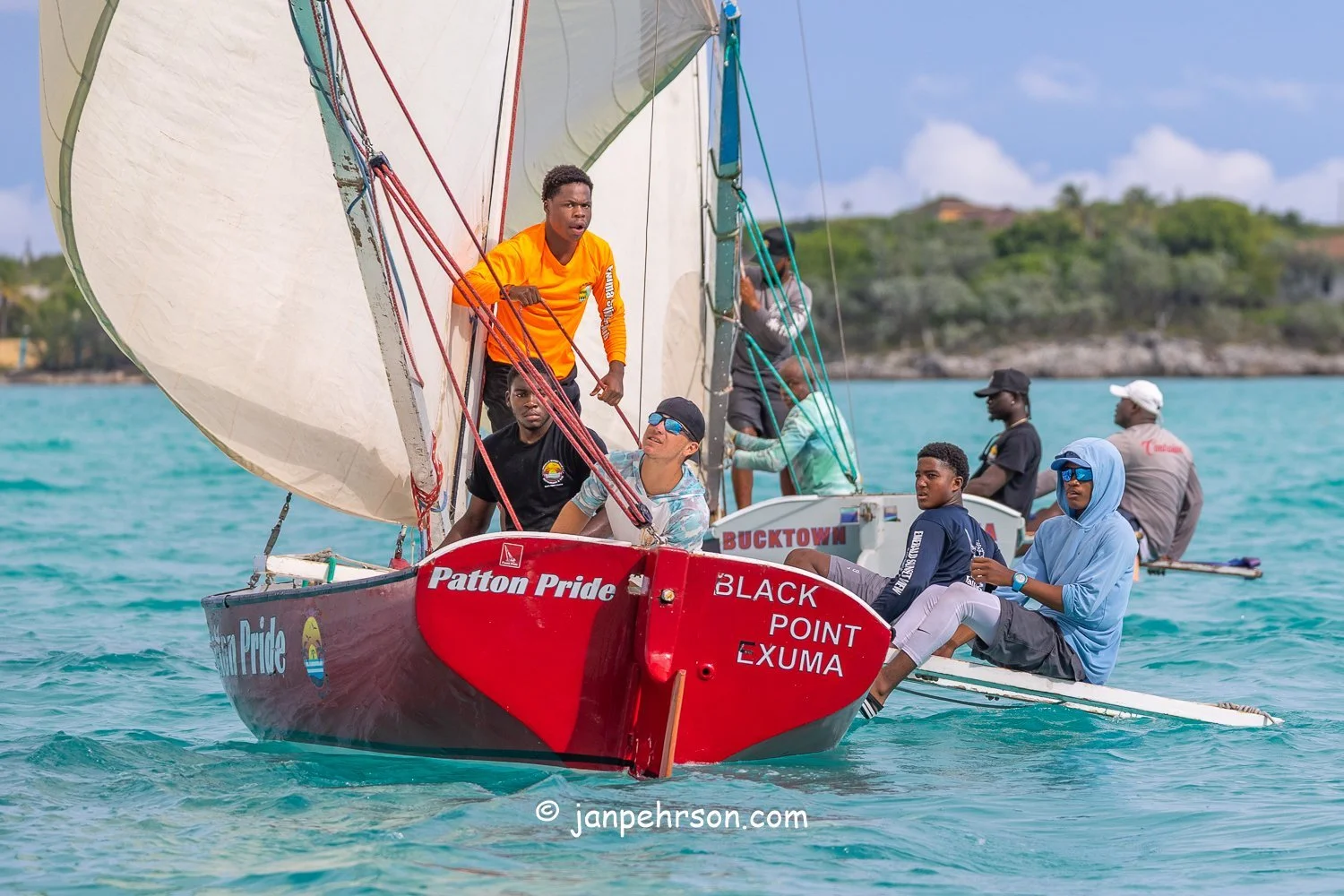 October 2025, Black Point, Exuma, Bahamas, Black Point Regatta, C-Class, 2nd Place, Patton Pride, from Black Point