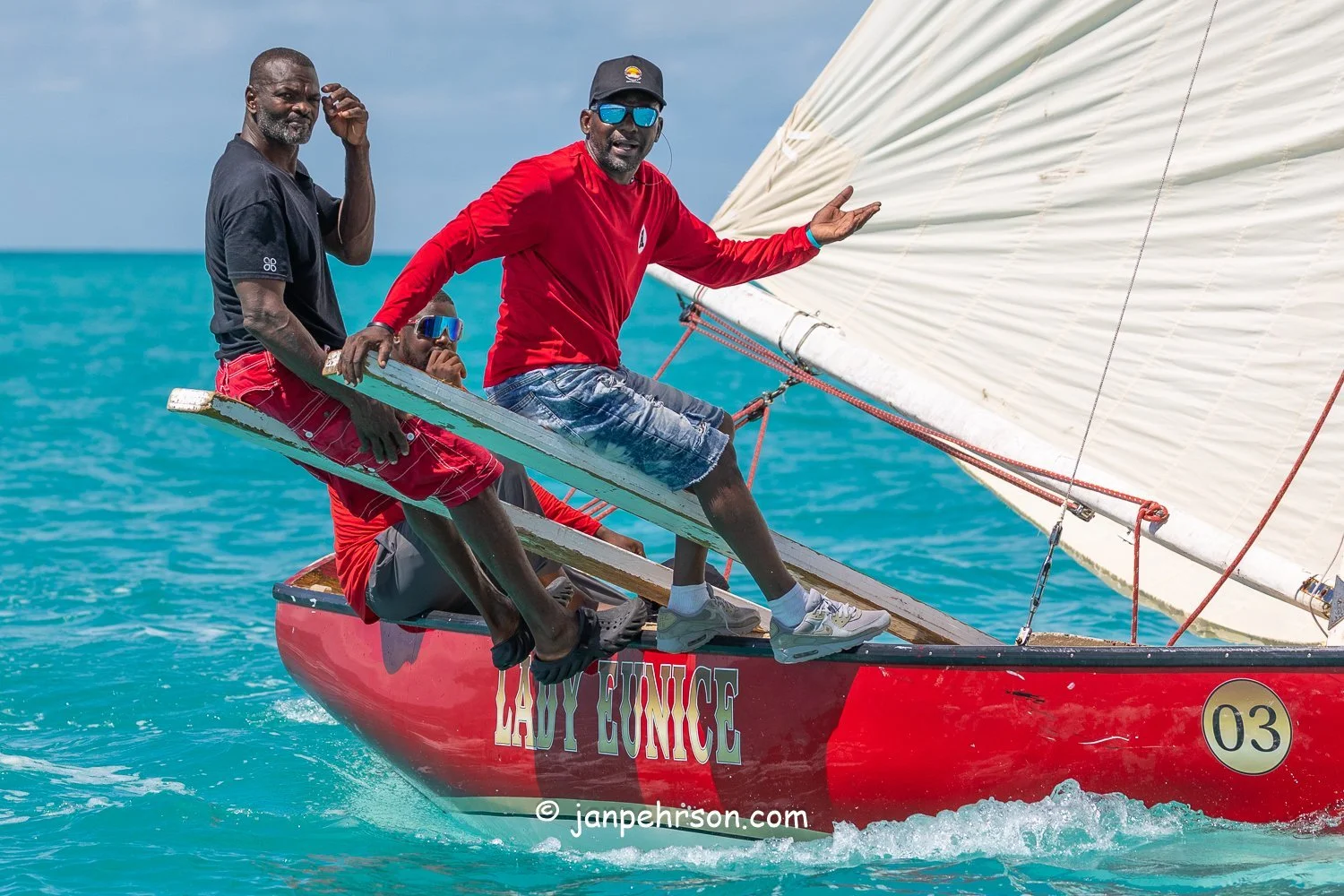October 2025, Black Point, Exuma, Bahamas, Black Point Regatta, C-Class, 4th Place, Lady Eunice, from Black Point