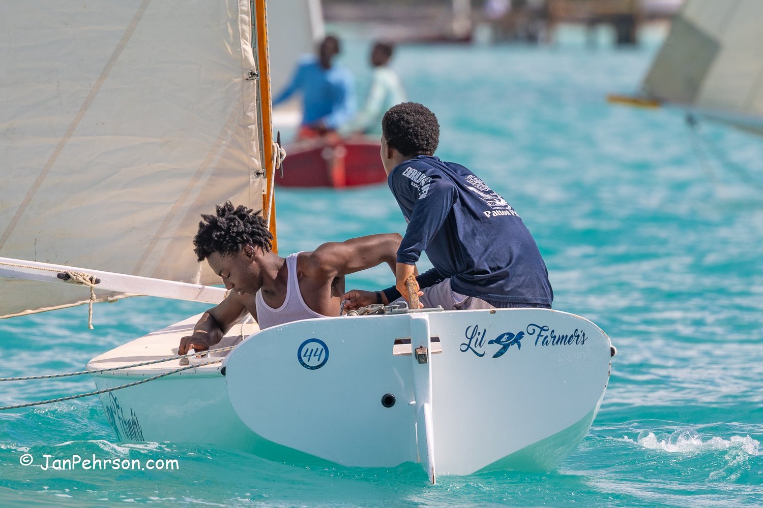 October 2025, Black Point, Exuma, Bahamas, Black Point Regatta, E-Class, 3rd Place, Lil Farmers, from Farmers Cay