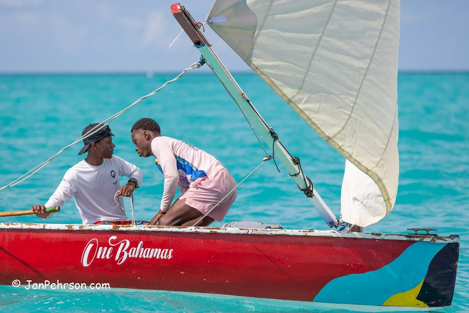 October 2025, Black Point, Exuma, Bahamas, Black Point Regatta, E-Class, 5th Place, One Bahamas, from Exuma