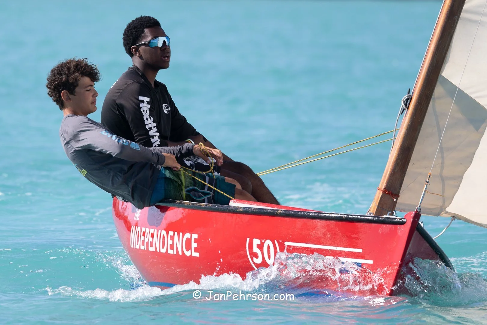 April 2025, George Town, Bahamas, National Family Island Regatta, E-Class, 10th Place, The Independence, from BNSS