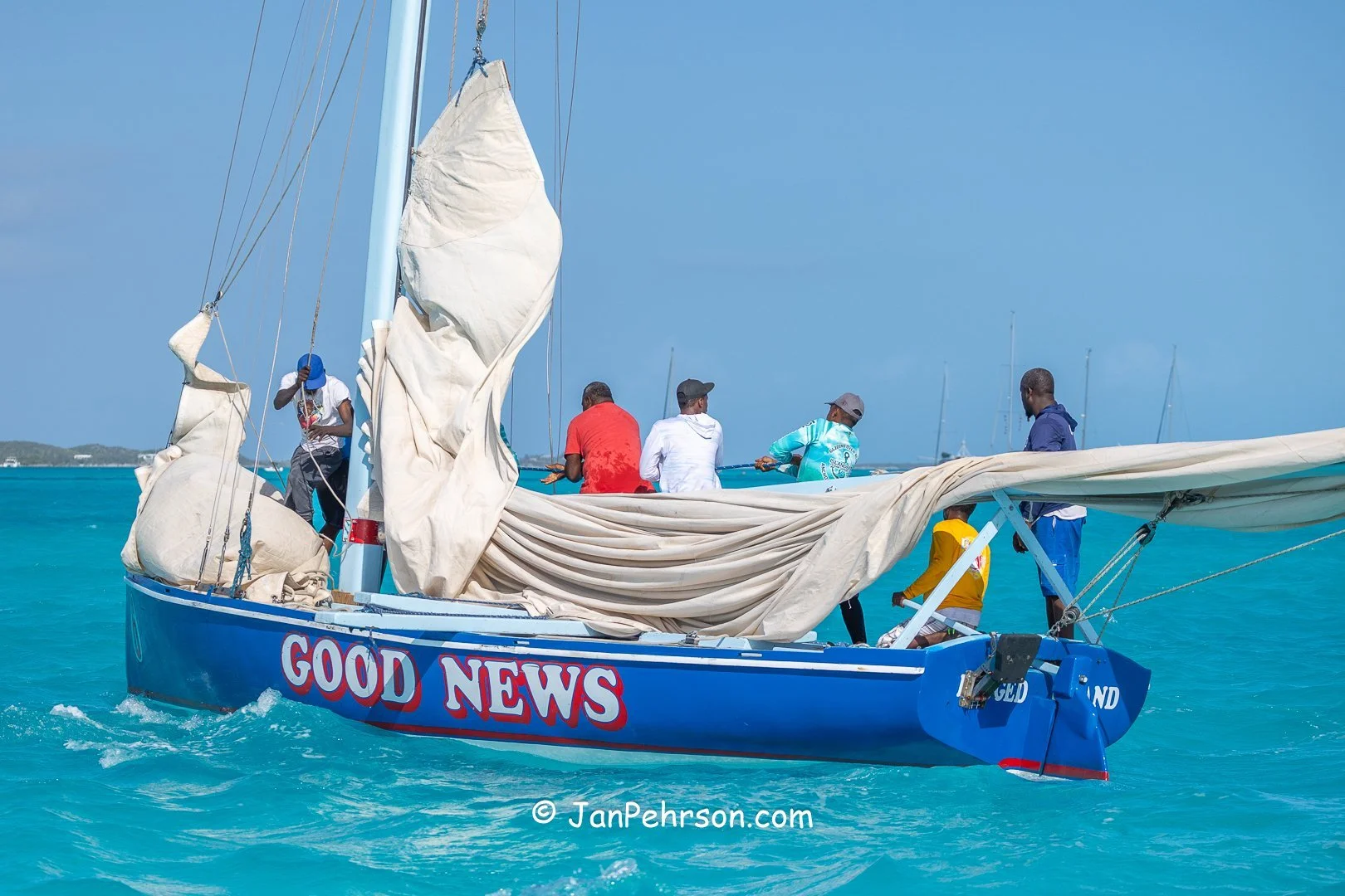 April 2025, George Town, Bahamas, National Family Island Regatta, A-Class, 8th Place, Good News, from Ragged Island