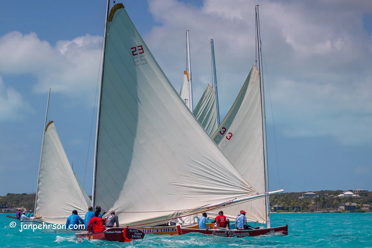 April 2024, George Town, Bahamas, National Family Island Regatta, C-Class Run Downwind
