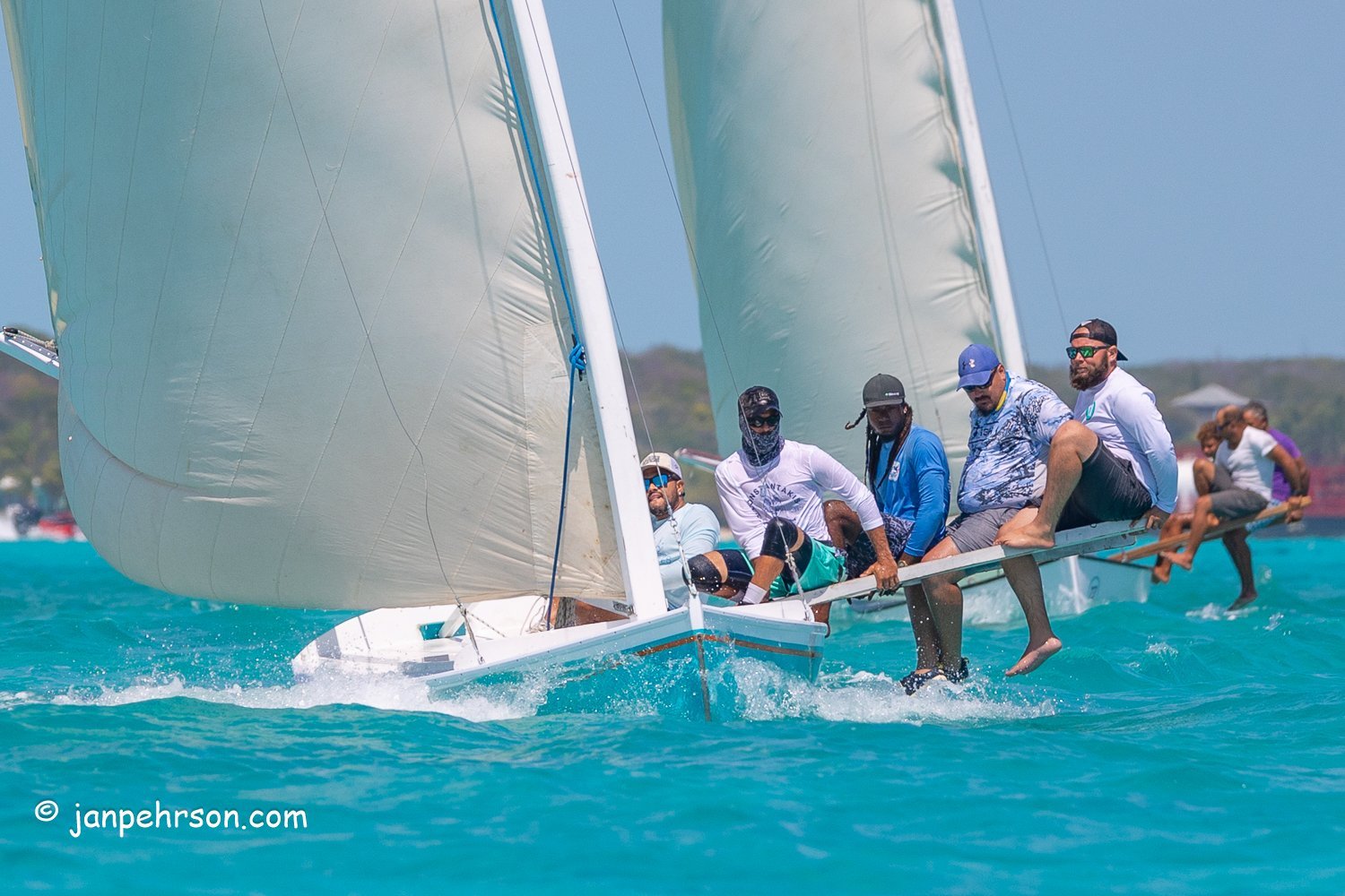 April 2024, George Town, Bahamas, National Family Island Regatta, C-Class, Whitty K, from Long Island