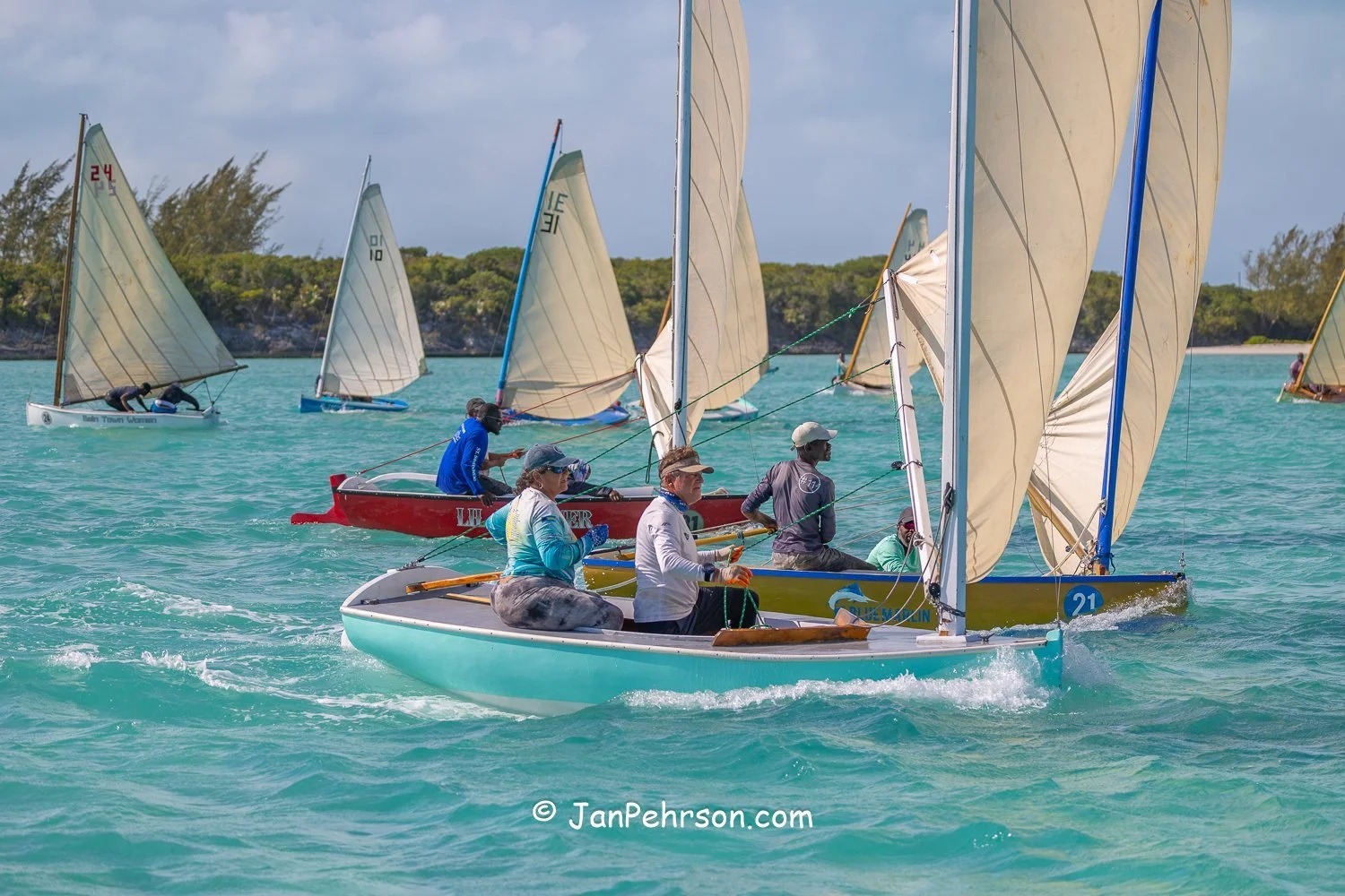 April 2025, George Town, Bahamas, National Family Island Regatta, E-Class, 6th Place, Cry Baby, from Abaco