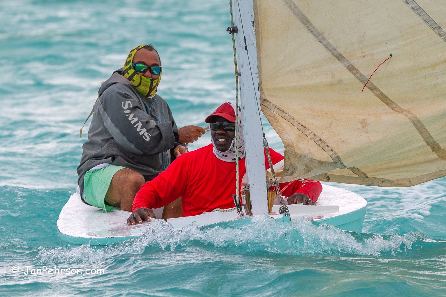 April 2025, George Town, Bahamas, National Family Island Regatta, E-Class, 2 Brothers, from Grand Bahama