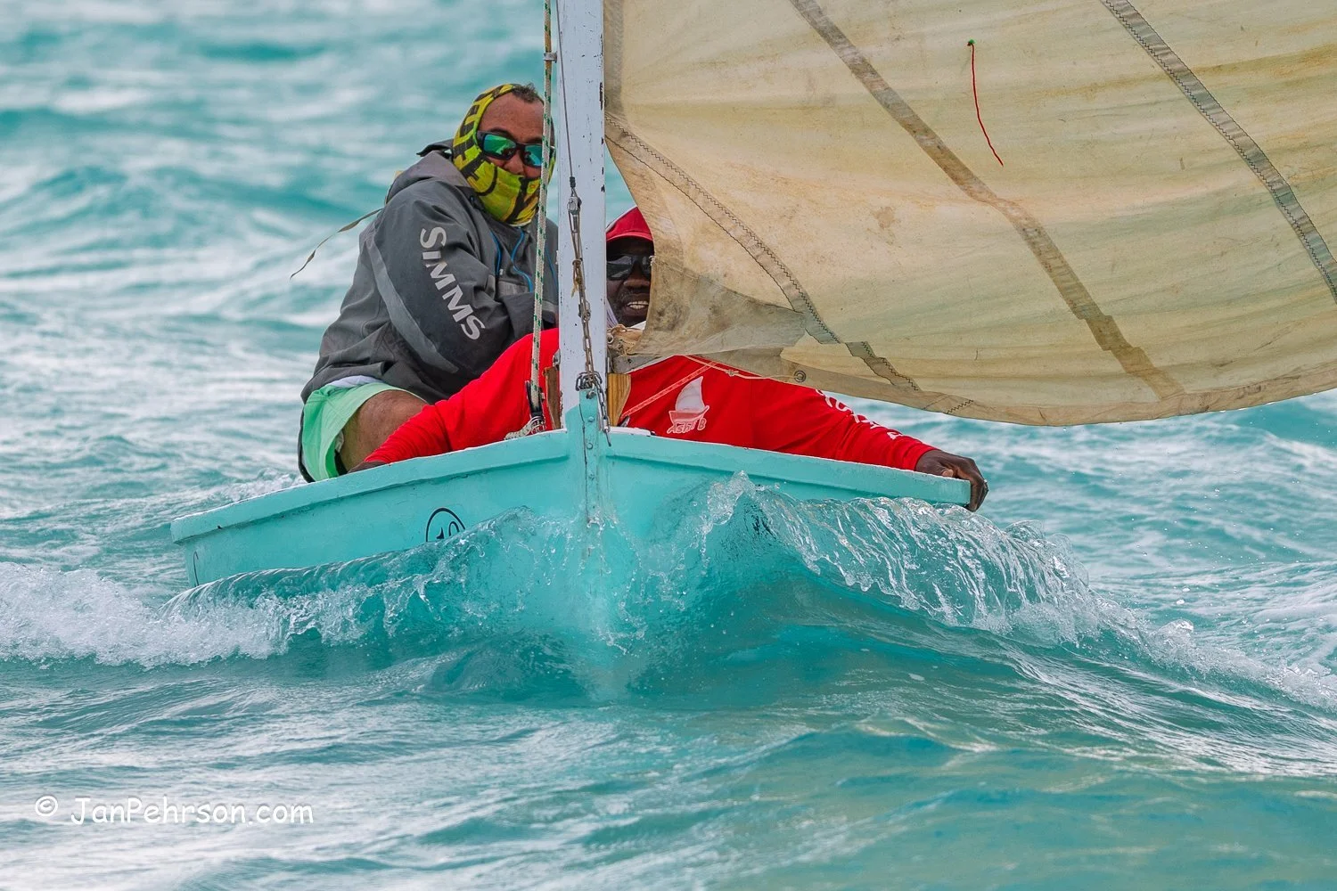 April 2025, George Town, Bahamas, National Family Island Regatta, E-Class, 2 Brothers, from Grand Bahama